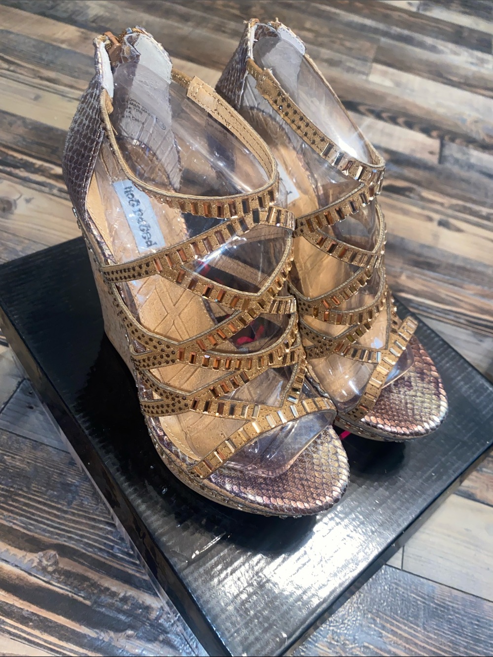 Not Rated Metallic Gold Strappy High Heel Sandals